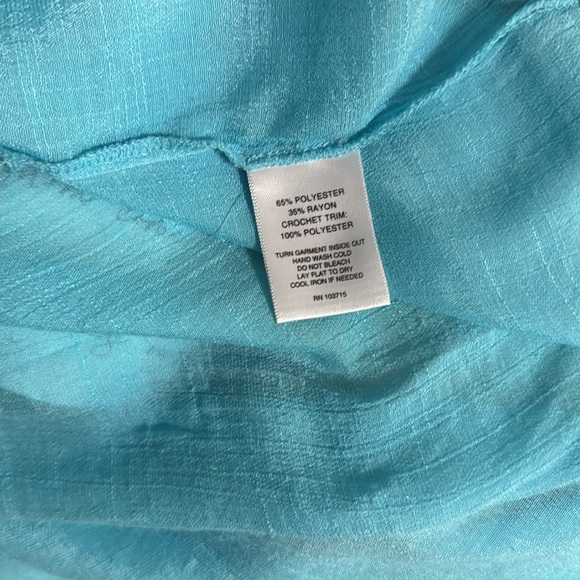 Sky Blue Blouse by Valerie Stevens with Lace Detail on Sleeves & Waist - Size XL - Picture 10 of 10